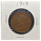 S: 1913 CANADIAN LARGE CENT AU50