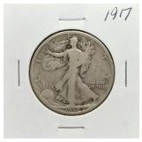 S: 1917 VG WALKING LIBERTY HALF