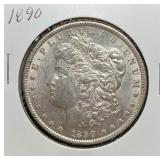 S: 1890 AU50 MORGAN DOLLAR