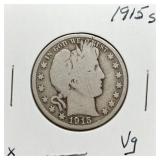 S: 1915-S VG BARBER HALF