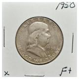 S: 1950 F+ FRANKLIN HALF