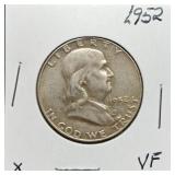 S: 1952 VF FRANKLIN HALF