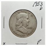 S: 1953-D F FRANKLIN HALF