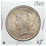 S: 1924 XF PEACE DOLLAR