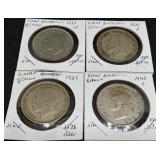 S: (4) GREAT BRITAIN SILVER HALF CROWNS