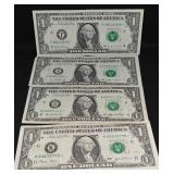 S: 4 MODERN $1 FED. RES. STAR NOTES 03 06 09 17