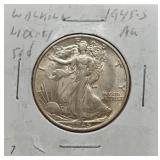 S: 1945-S AU WALKING LIBERTY HALF