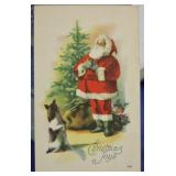 SHIP: CHRISTMAS SANTA & DOG C.1910 POSTCARD