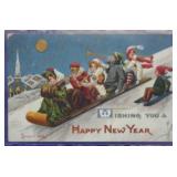 SHIP: 1909 BERNHARDT WALL NEW YEARS POSTCARD