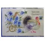 SHIP: 1912 THANKSGIVING POSTCARD - SILK FRONT