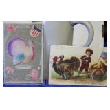 SHIP: 2 C.1910 PATRIOTIC THANKSGIVING POSTCARDS