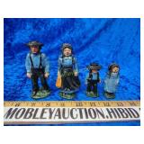 Rare heavy cast iron Amish figures