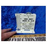 Vintage metal Greene County co-op rain gauge