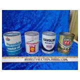 Vintage cardboard advertising oil cans empty