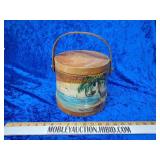 Hand paying wooden bucket with lid