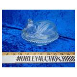 Cat on nest confections Indiana Glass kitten