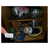 MISC KITCHEN ITEMS IN CABINET-BOTTOM