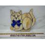 Cat stained glass with cats eyes gemstones
