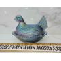 Hen on Nest Carnival Glass manganese glows green
