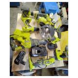 Huge 7-piece Ryobi tool set working three