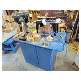 Drill press router table and roll around cabinet