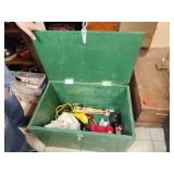 Handmade wooden trunk with oil gas can jumper