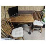 Antique Wooden table and two chairs needs tlc