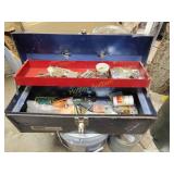 Old metal tool box full of miscellaneous hardware