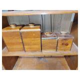 Vintage wooden canister set lined