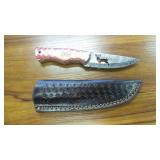 New Hunting Knife w/ Deer Cutout & Sheath