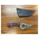 Handmade Damascus Skinning Knife & Sheath