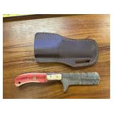 Hand Forged Damascus Cleaver Knife & Leather Sheat