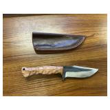 Hand Forged Bushcraft Knife & Leather Sheath