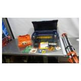 Surveying Equipment & Tool Box Lot w/ Tripod Bosch