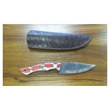 Custom Damascus Fixed Blade Knife w/ Sheath