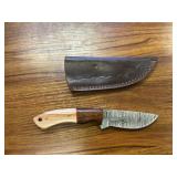 Handmade Damascus Hunting Knife & Sheath