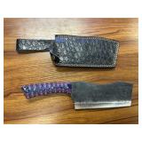 Hand Forged Cleaver Knife w/ Leather Sheath