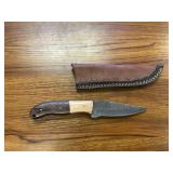 Damascus Fixed Blade Knife & Sheath