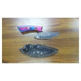 Damascus Skinning Knife w/ Sheath