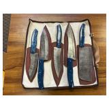 5 Pc Damascus Kitchen Knife Set Roll