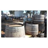 (6) Wood Wine Barrels with Metal Hoops