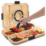 Bamboo Charcuterie Boards with Lid, Travel Portabl