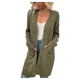 disi Womens Cardigan Long Sleeve Cable Knit Sweate