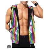 Arjen Kroos Men's Metallic Hoodie Vest Sequin Zip