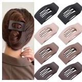 8 Pack Neutral Flat Hair Clips for Women   Large M