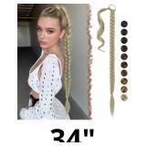 FESHFEN Long Braided Ponytail Extensions with Hair