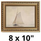 VIYYIEA Gold Framed Wall Art, White Sailboat Canva