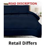 $109 Queen Size Solid Navy Comforter   Soft Dark B