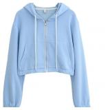 Amazhiyu Zip Up Cropped Hoodies for Women Long Sle