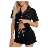 SWOMOG Womens Pajamas Set Button Down Soft Short S